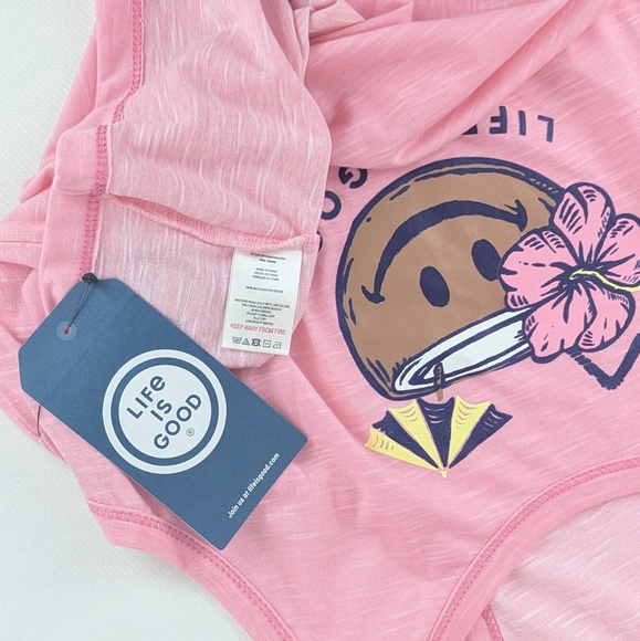 Life Is Good Sleep Lounge Tank Racer Back Coconut Umbrella Drink Pink XL NWT - Picture 8 of 9